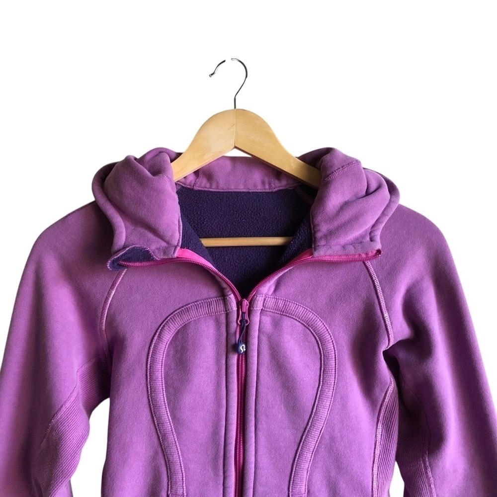 Lululemon Scuba Hoodie Size 4 Deep Fuchsia Pink Purple Cozy Cotton - Picture 3 of 12